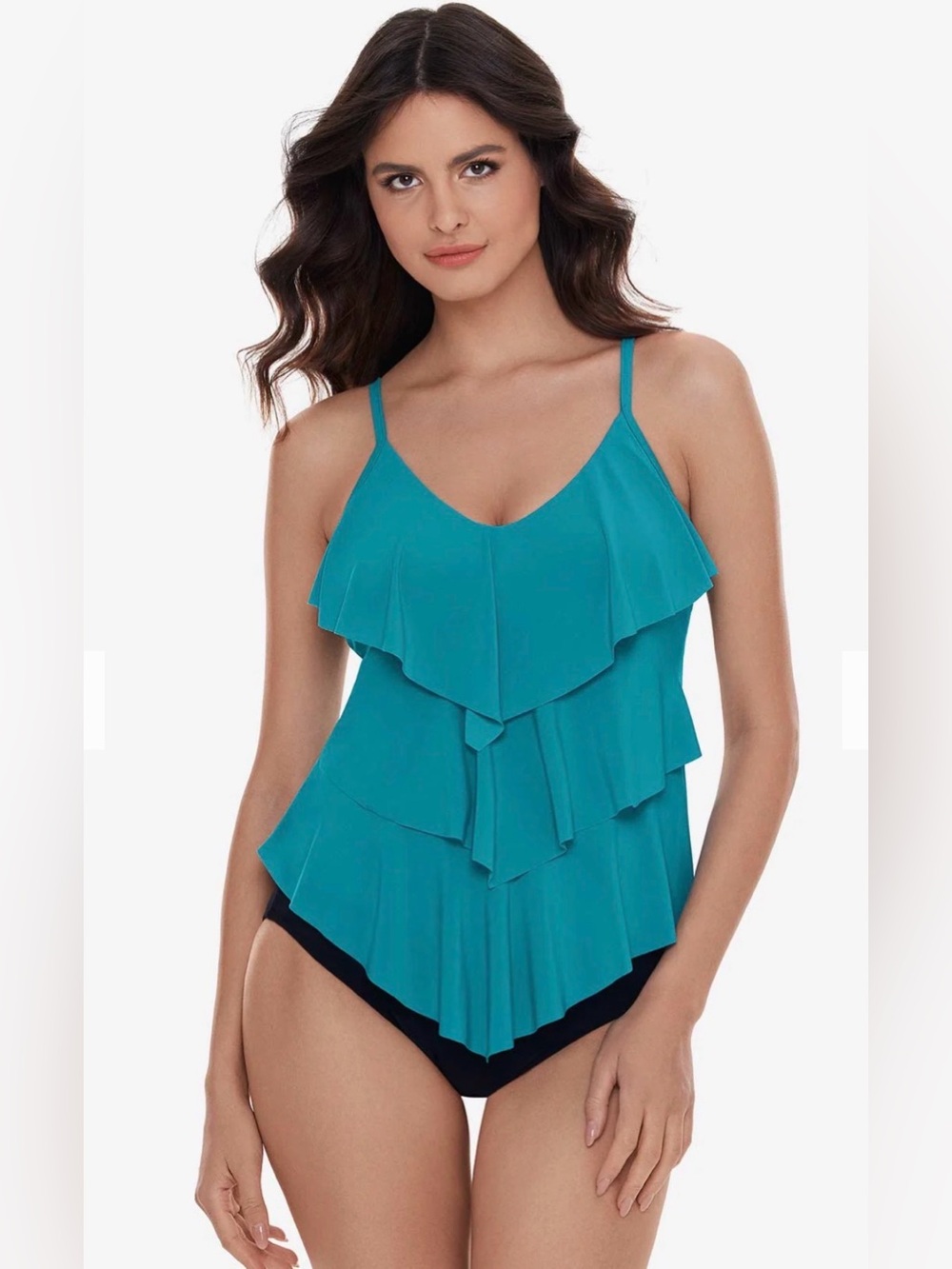 MAGICSUIT RITA Tankini Top Women 14 PACIFIC Ruffle Tiered Swimwear MIRACLESUIT